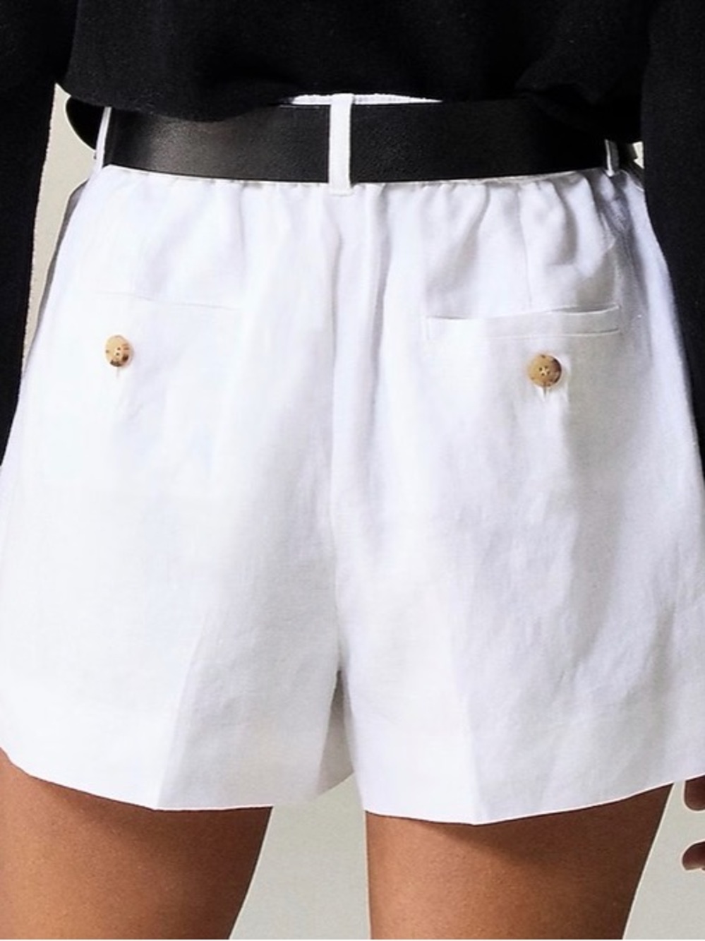 AD White High-Waist Linen Blend Women’s Shorts